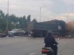 Tai nạn liên hoàn ở Bắc Ninh, 2 tài xế mắc kẹt trong cabin