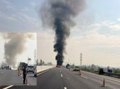 TNGT trên cao tốc Hà Nội – Hải Phòng khiến 1 phương tiện bốc cháy