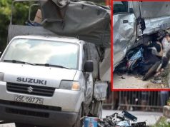 Xe máy ‘kẹp bốn’ bị ép chặt sau tai nạn liên hoàn, 4 người tử vong tại chỗ